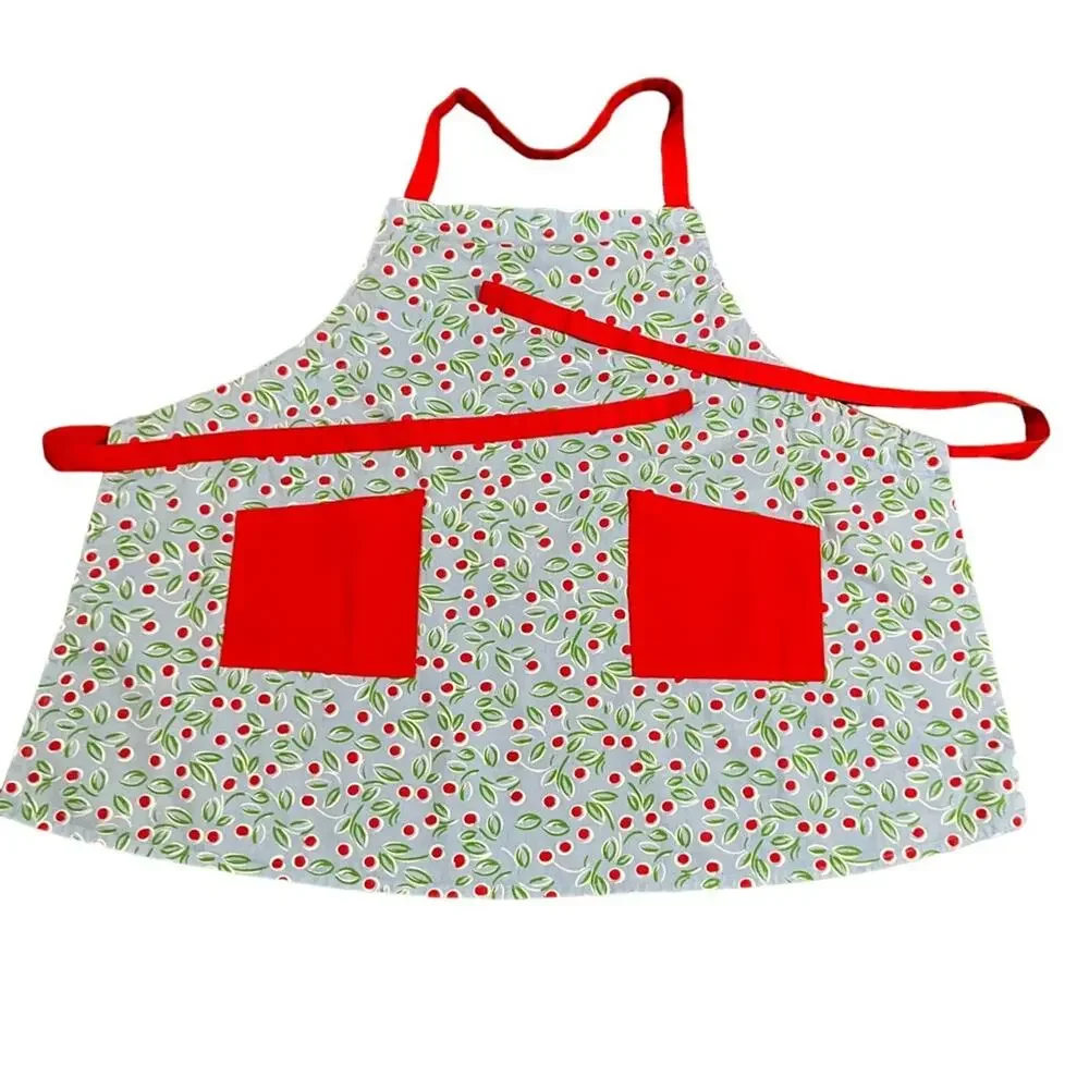 Floral Apron with Red Accents OSFM